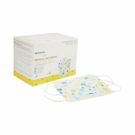 MCKESSON Pediatric Procedure Mask, Blue and Yellow Polka Dot, 75PK 16-1000